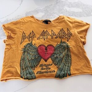 Forever 21 Def Leppard Graphic Tee - Mustard Yellow